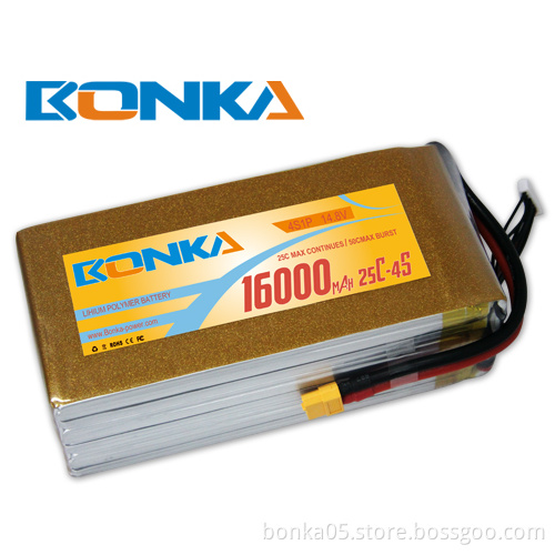 Bonka 16000mah 14.8V 25C/50C 4S UAV lipo battery